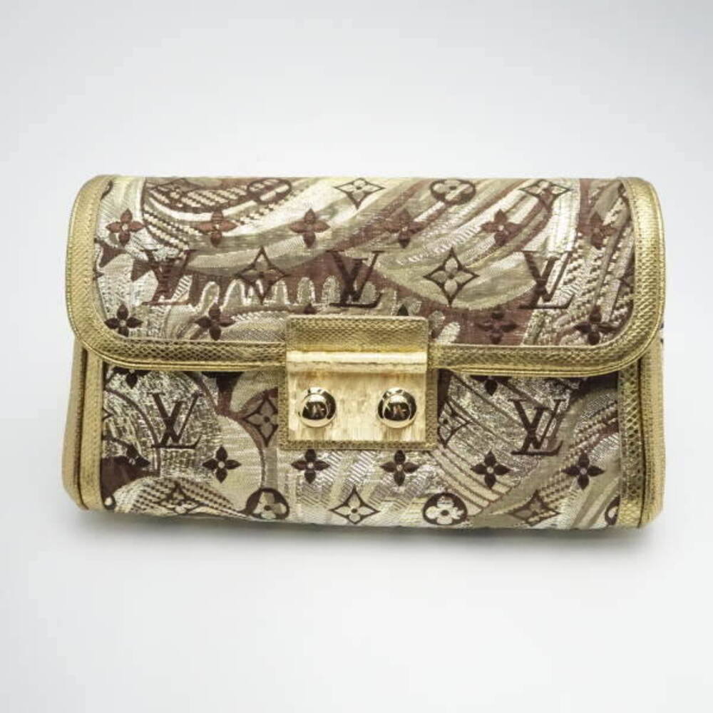 Louis Vuitton Clutch Bag Collection Talior Brocade Silk Lizard All